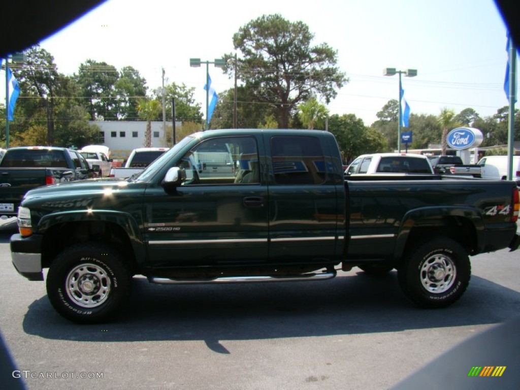 2001 Silverado 2500HD LT Extended Cab 4x4 - Forest Green Metallic / Tan photo #30