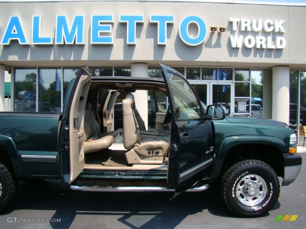 2001 Silverado 2500HD LT Extended Cab 4x4 - Forest Green Metallic / Tan photo #42