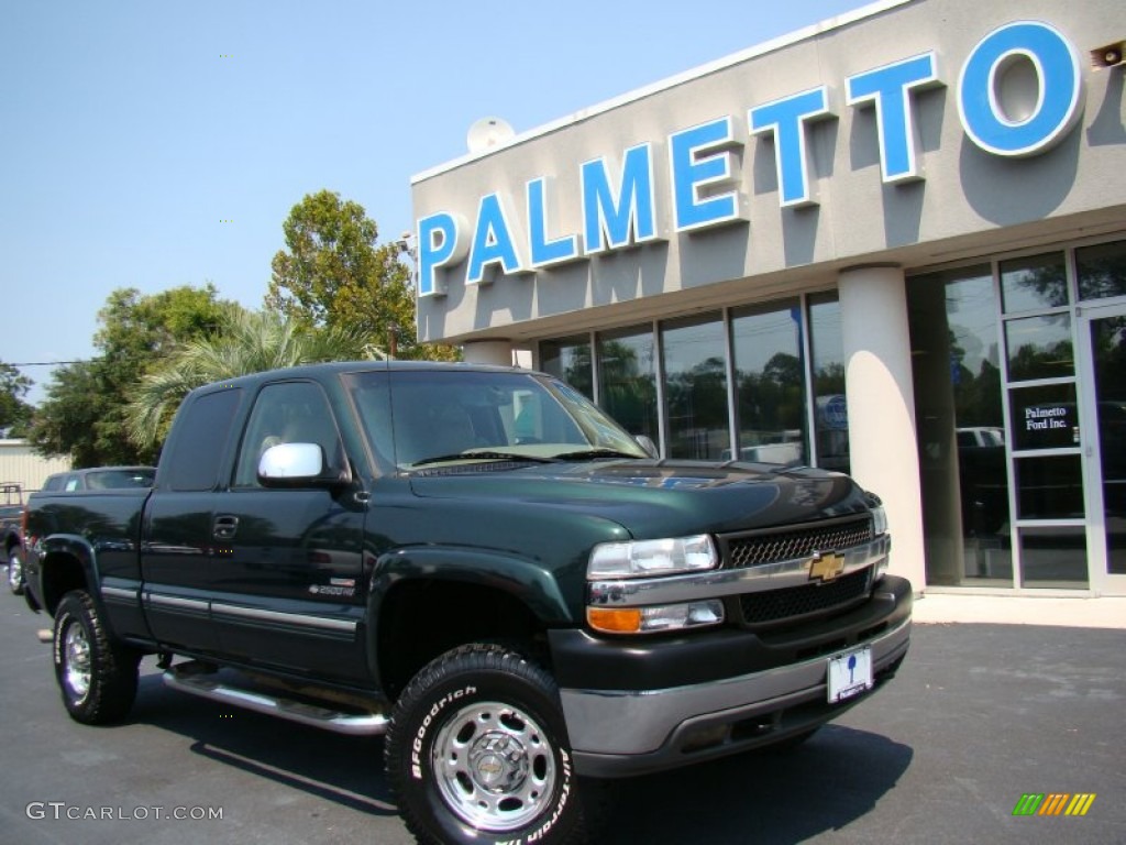 2001 Silverado 2500HD LT Extended Cab 4x4 - Forest Green Metallic / Tan photo #55