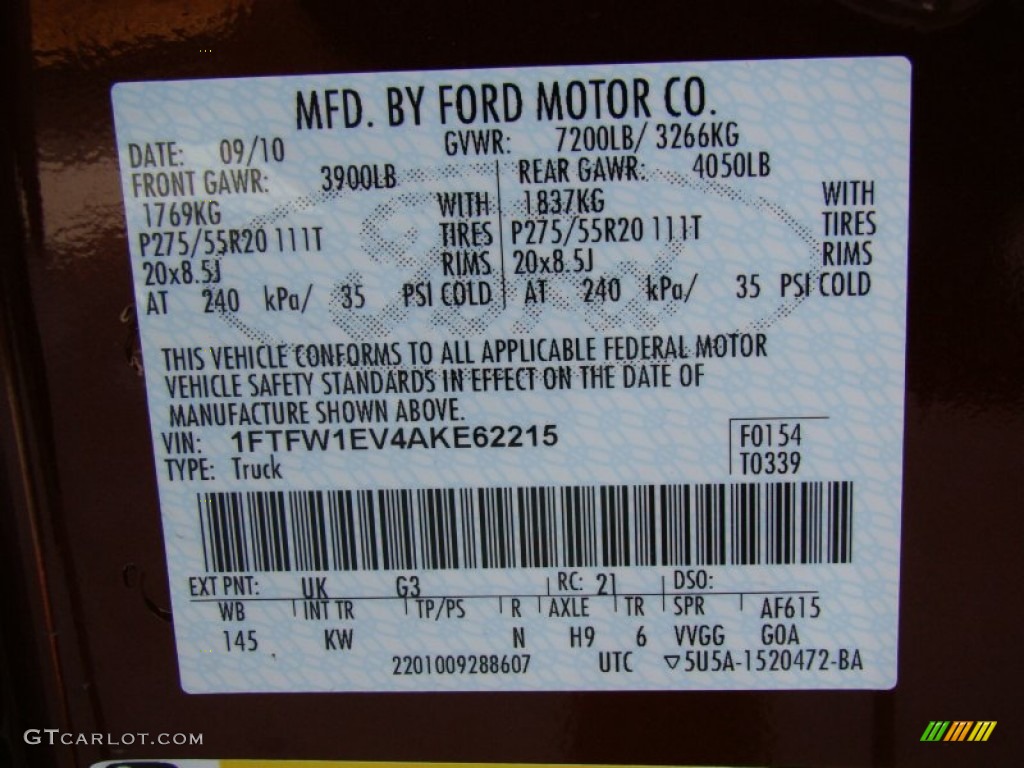2010 F150 Color Code UK for Royal Red Metallic Photo #53895743
