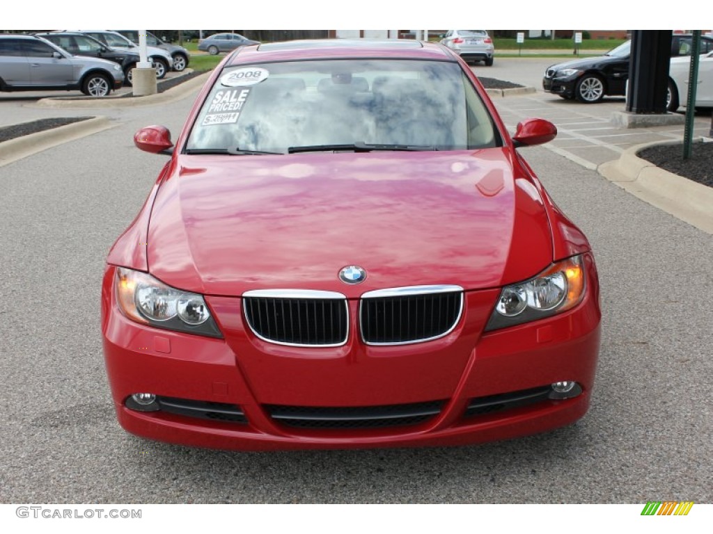 2008 3 Series 328xi Sedan - Crimson Red / Beige photo #2