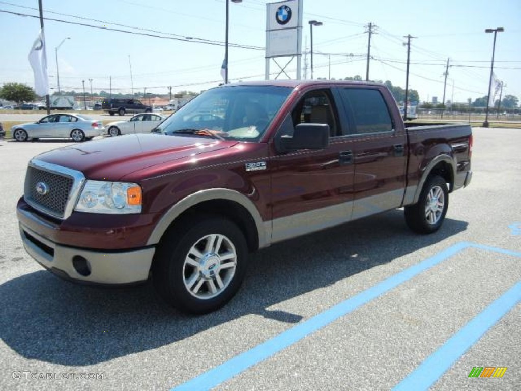 2006 F150 Lariat SuperCrew - Dark Toreador Red Metallic / Tan photo #26