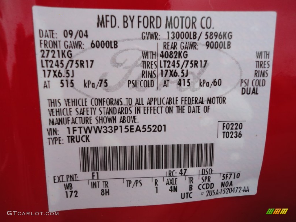 2005 F350 Super Duty Lariat Crew Cab 4x4 Dually - Red / Tan photo #20