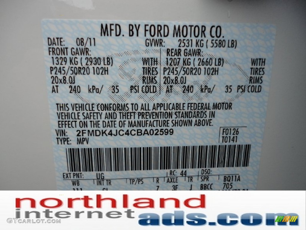 2012 Edge SEL AWD - White Platinum Metallic Tri-Coat / Medium Light Stone photo #20