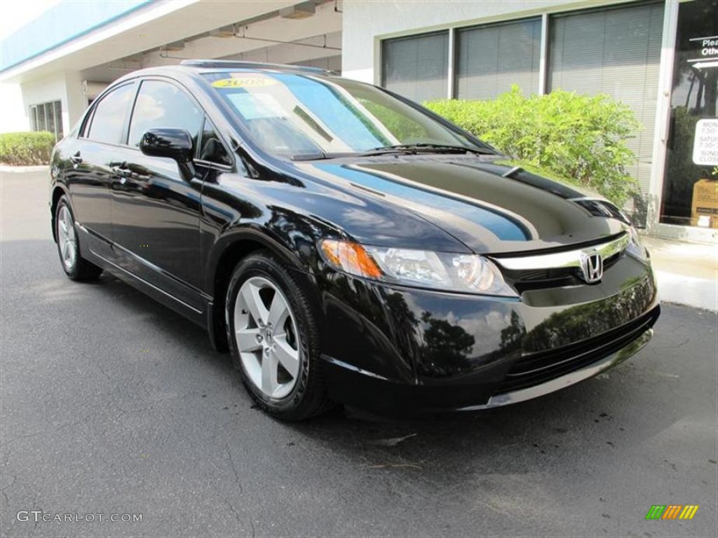 2008 Civic EX-L Sedan - Nighthawk Black Pearl / Gray photo #1