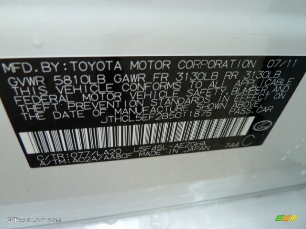 2011 LS Color Code 077 for Starfire White Pearl Photo #53918257