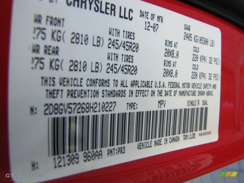 2008 Dodge Magnum R/T Color Code Photos