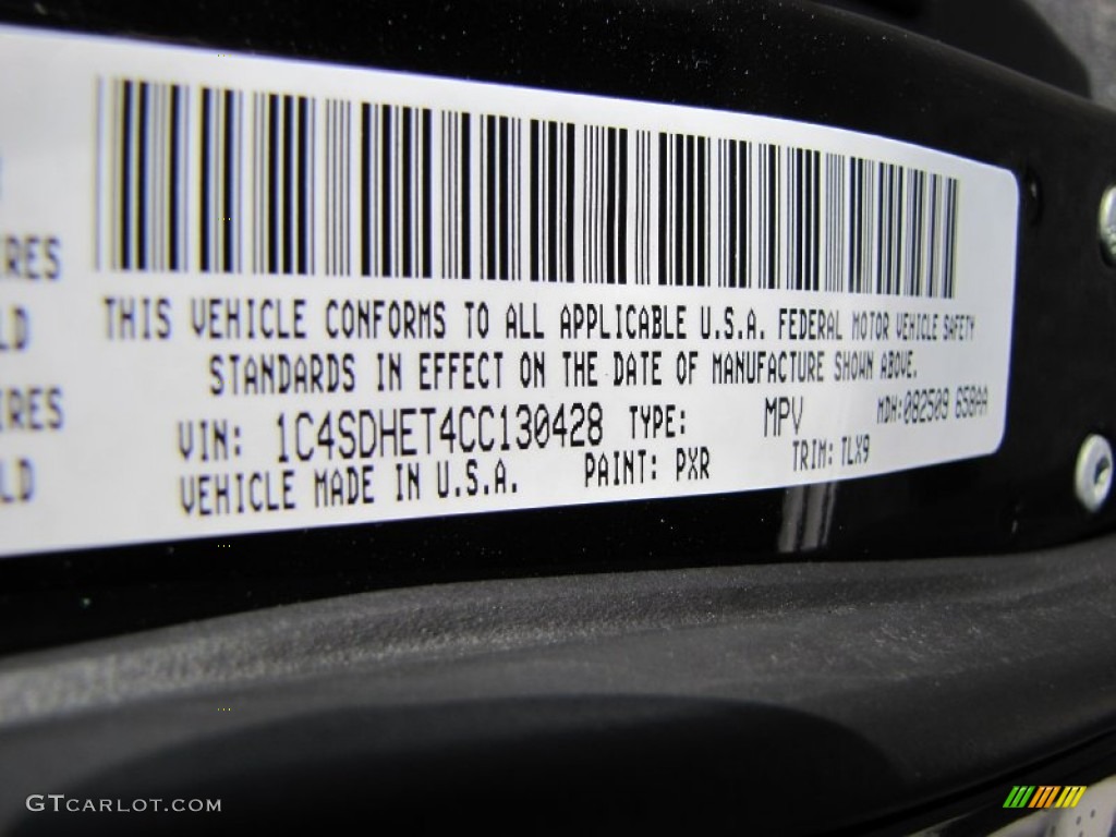 2012 Durango Color Code PXR for Brilliant Black Crystal Pearl Photo #53923144