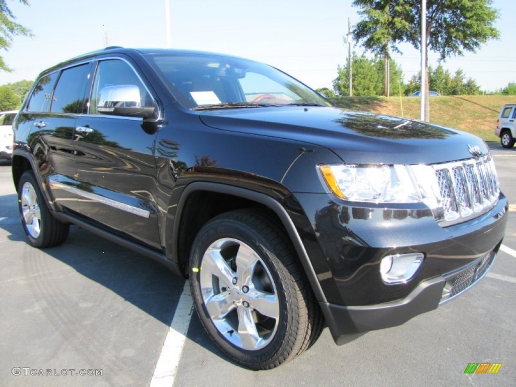 Brilliant Black Crystal Pearl 2012 Jeep Grand Cherokee Overland Summit Exterior Photo #53924869