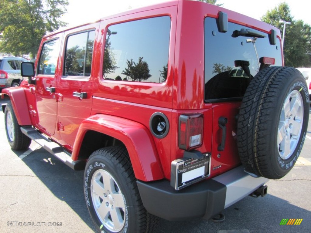 2012 Wrangler Unlimited Sahara 4x4 - Flame Red / Black photo #2