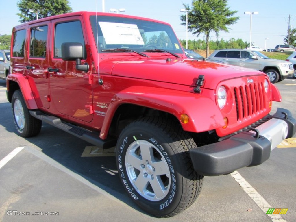 Flame Red 2012 Jeep Wrangler Unlimited Sahara 4x4 Exterior Photo #53925235