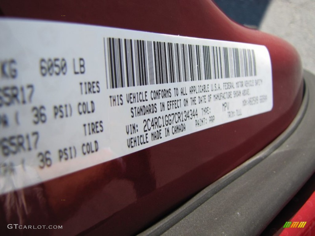 2012 Town & Country Color Code PRP for Deep Cherry Red Crystal Pearl Photo #53925586