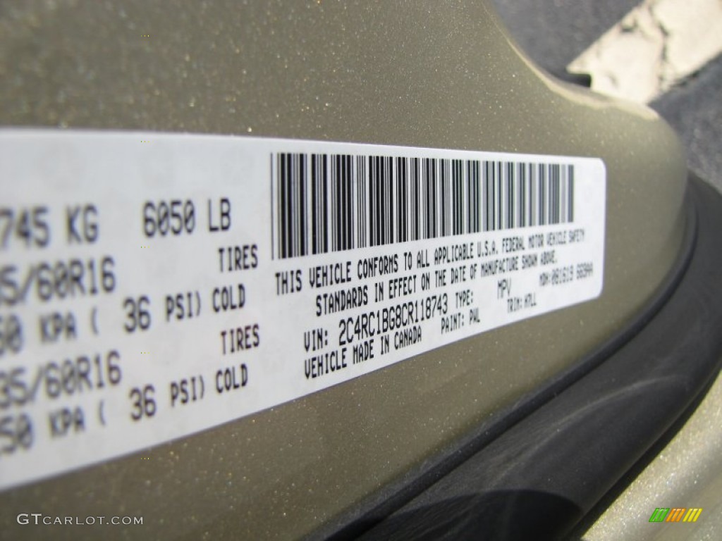 2012 Town & Country Color Code PWL for White Gold Metallic Photo #53926336