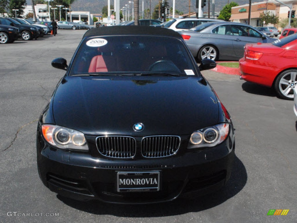 2008 1 Series 135i Convertible - Jet Black / Coral Red photo #2