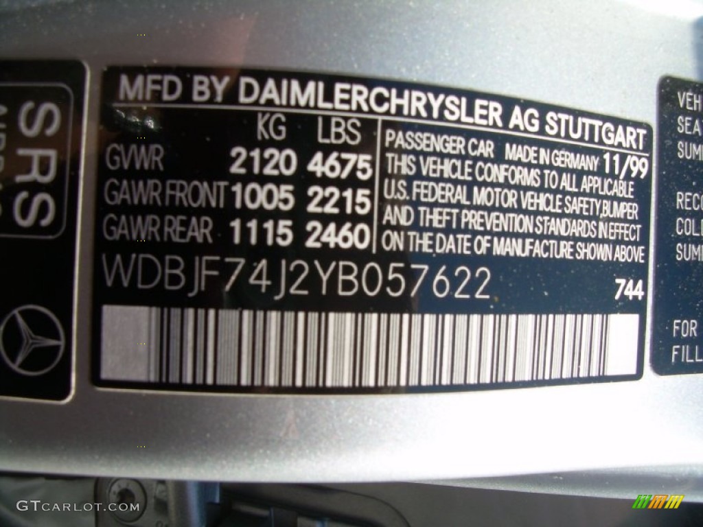 2000 Mercedes-Benz E 55 AMG Sedan Color Code Photos