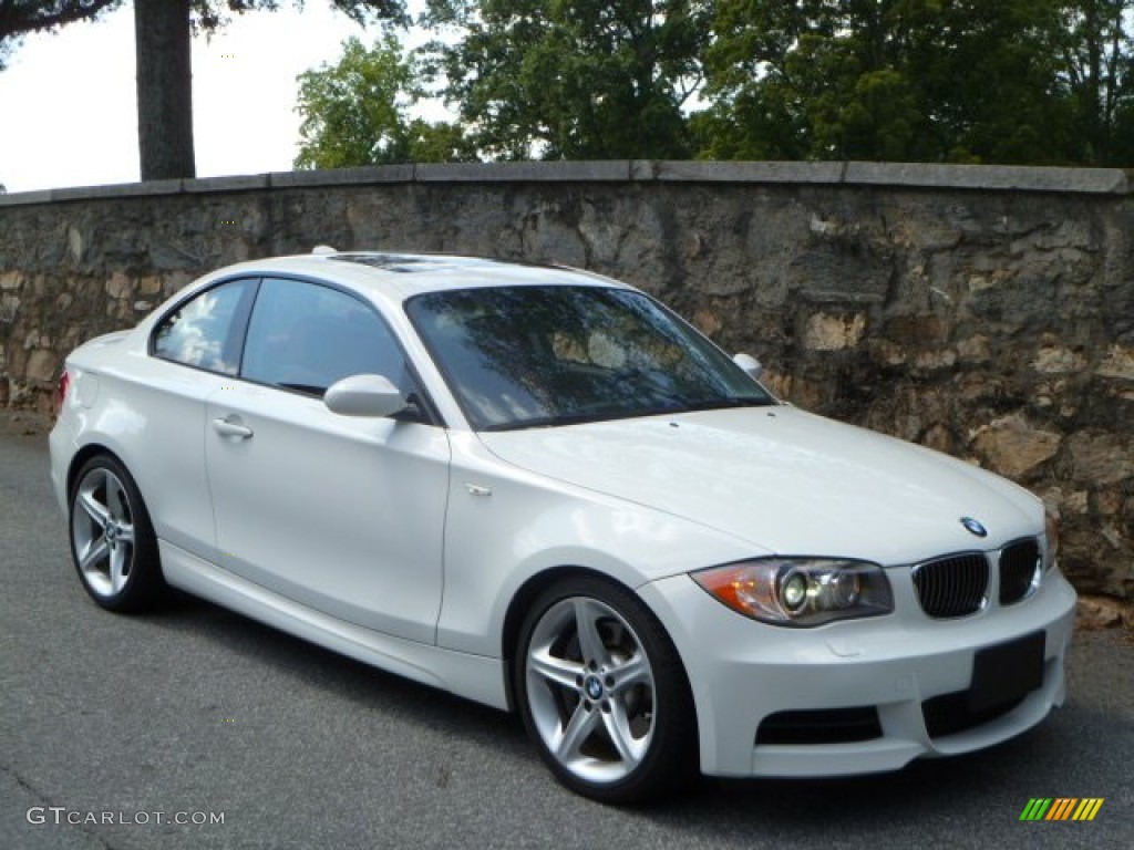 2008 1 Series 135i Coupe - Alpine White / Coral Red photo #1