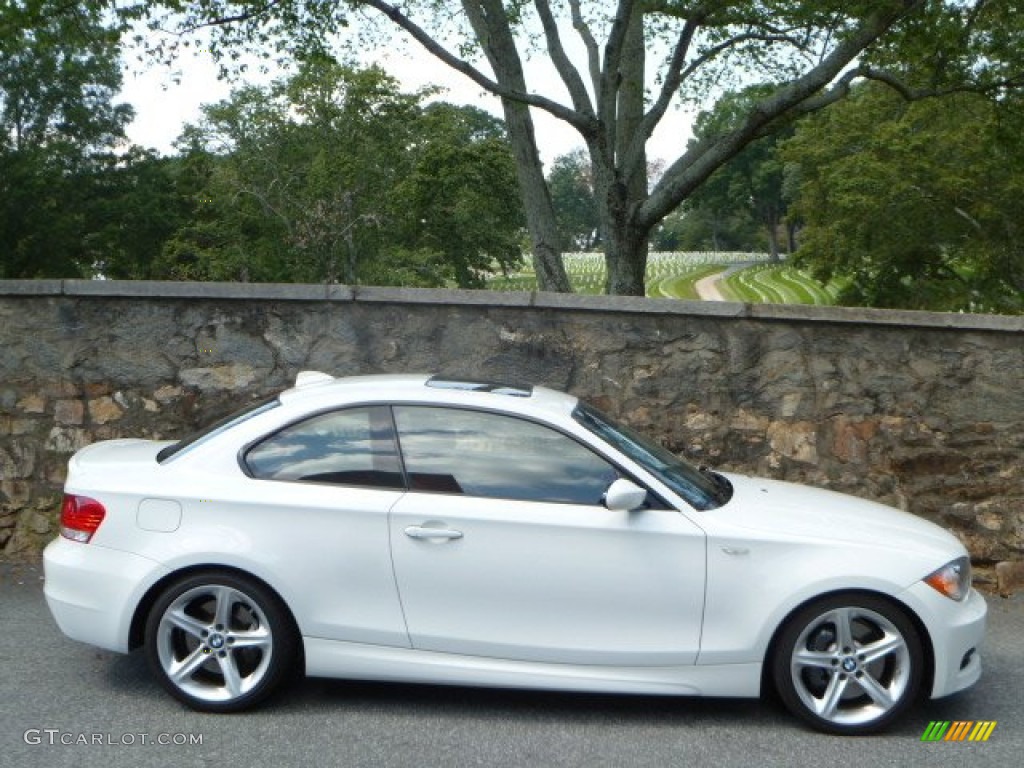 2008 1 Series 135i Coupe - Alpine White / Coral Red photo #2