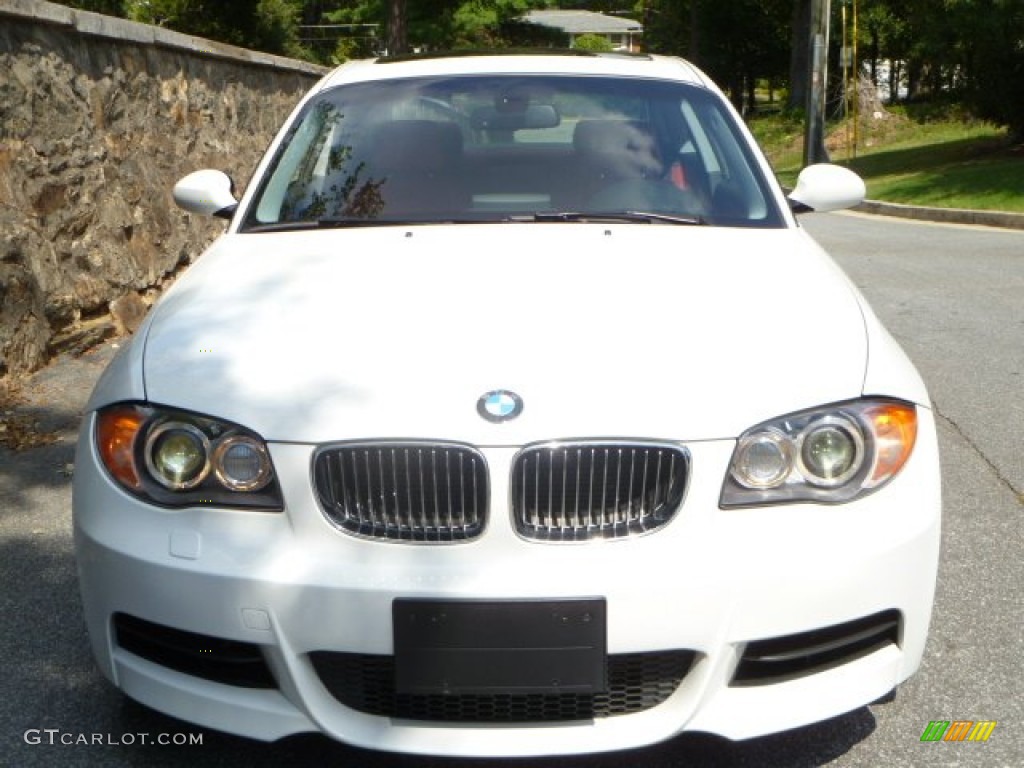 2008 1 Series 135i Coupe - Alpine White / Coral Red photo #3