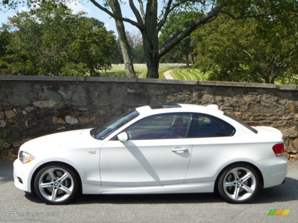 2008 1 Series 135i Coupe - Alpine White / Coral Red photo #5