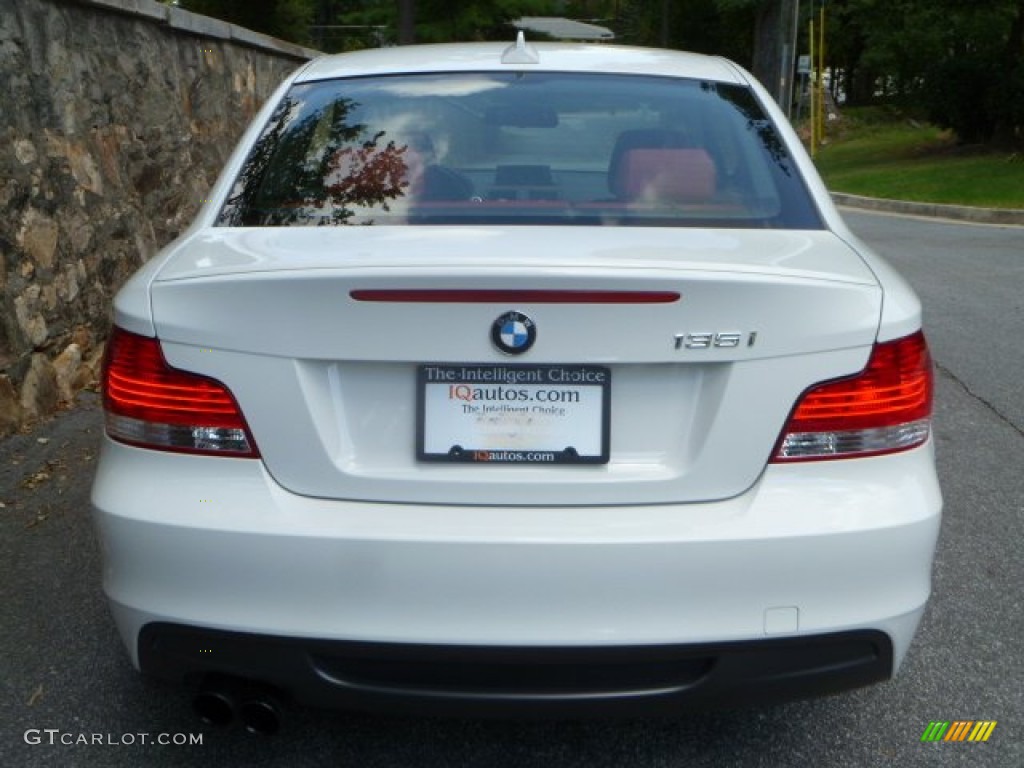 2008 1 Series 135i Coupe - Alpine White / Coral Red photo #6