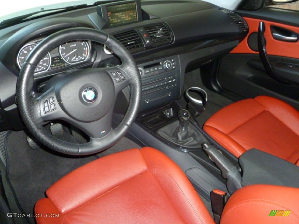 2008 1 Series 135i Coupe - Alpine White / Coral Red photo #7