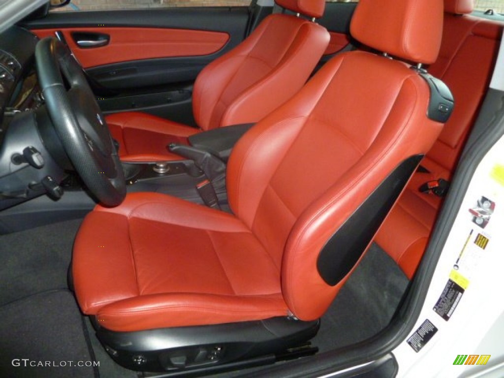 2008 1 Series 135i Coupe - Alpine White / Coral Red photo #8