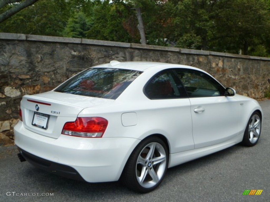 2008 1 Series 135i Coupe - Alpine White / Coral Red photo #10
