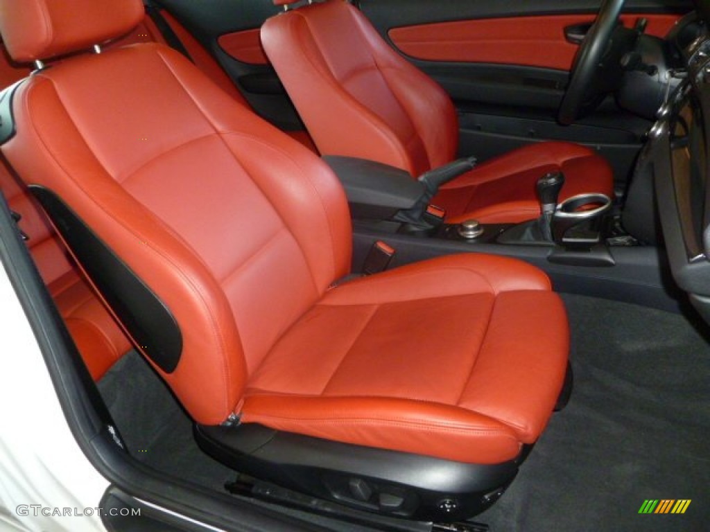 2008 1 Series 135i Coupe - Alpine White / Coral Red photo #24