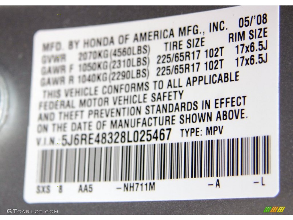 2008 CR-V LX 4WD - Whistler Silver Metallic / Black photo #25