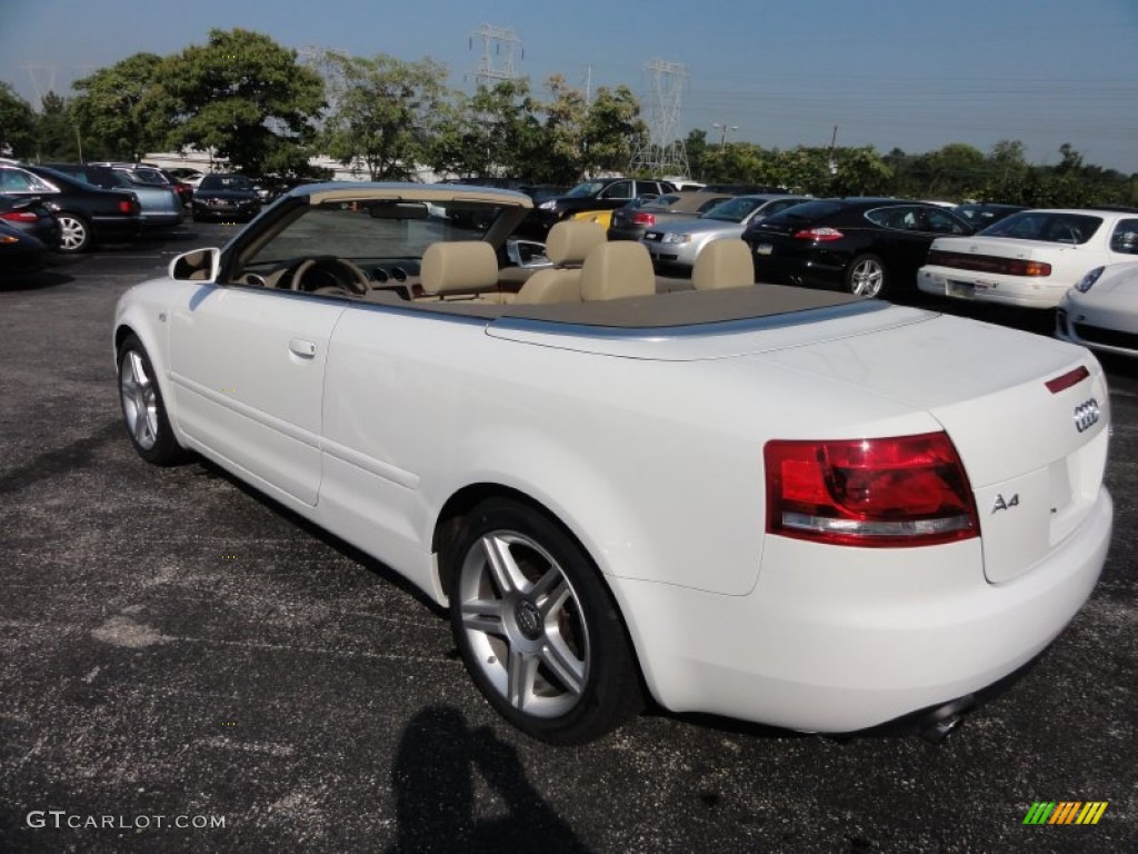 2008 A4 2.0T quattro Cabriolet - Ibis White / Beige photo #10