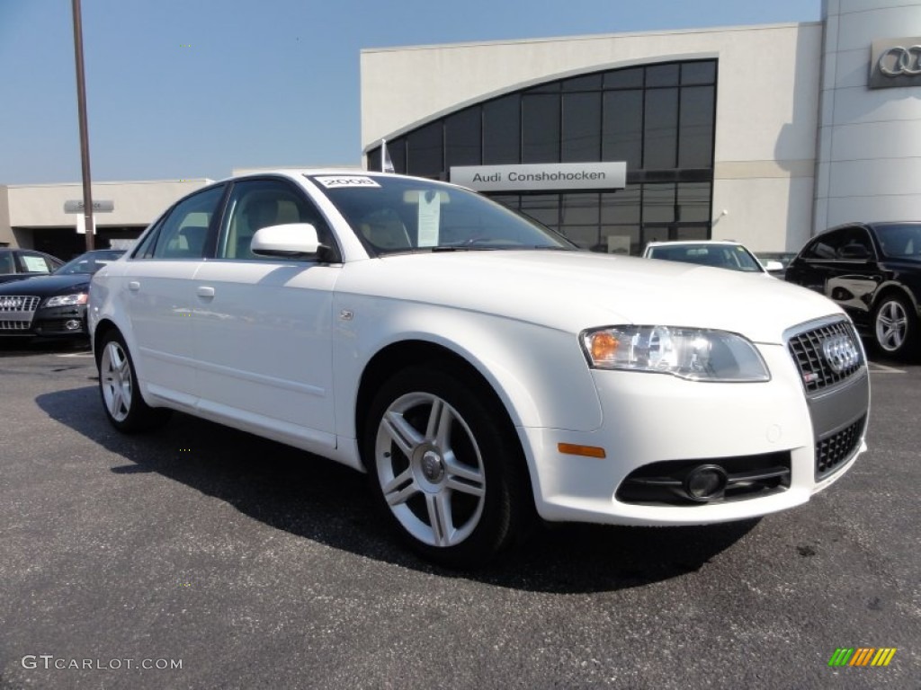 2008 A4 2.0T quattro S-Line Sedan - Ibis White / Beige photo #5