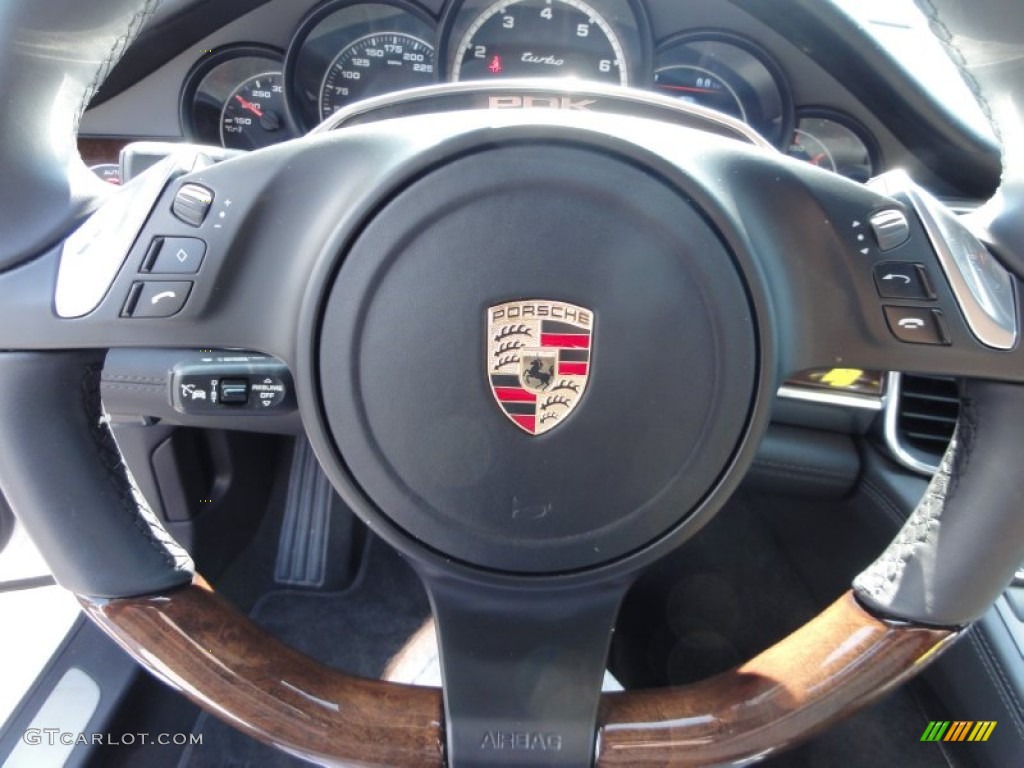 2011 Porsche Panamera Turbo Black Steering Wheel Photo #53948102