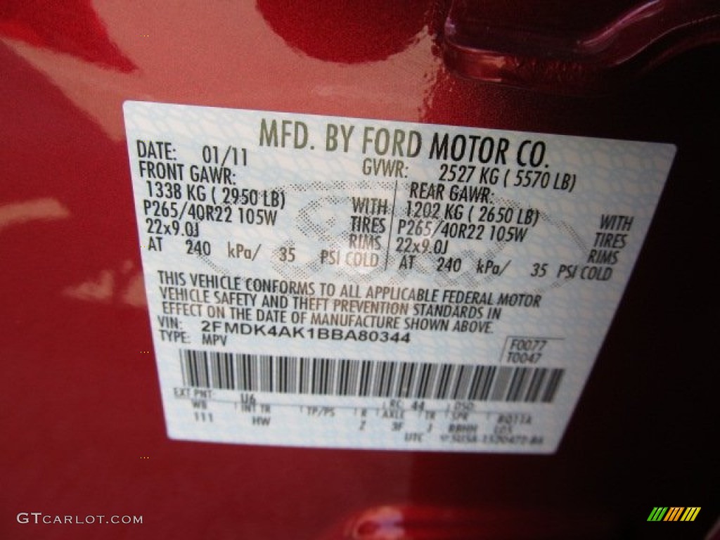 2011 Edge Color Code U6 for Red Candy Metallic Photo #53950499