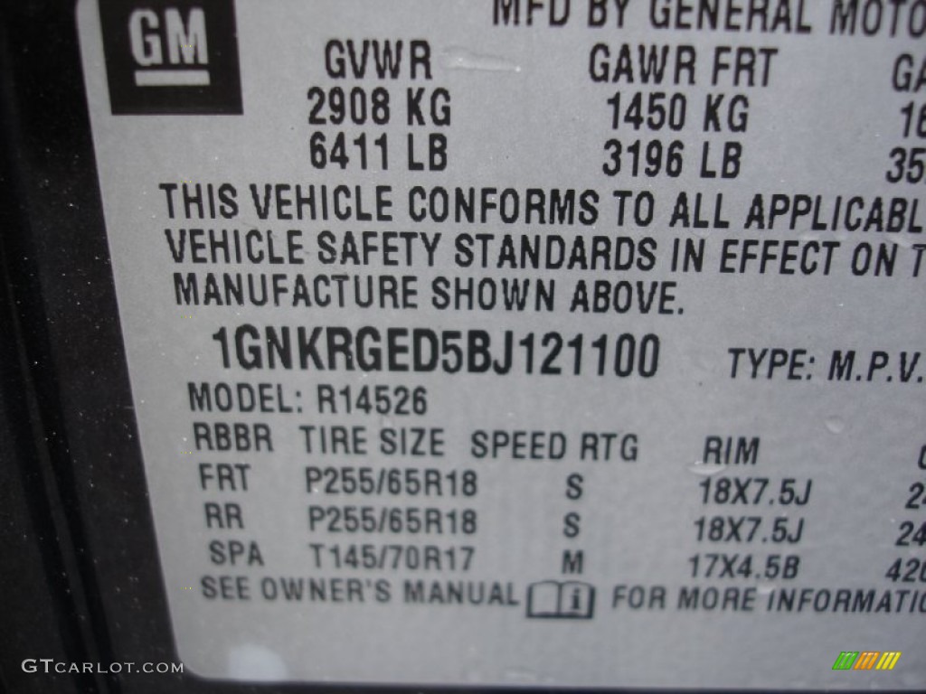 2011 Traverse LT - Black Granite Metallic / Ebony/Ebony photo #15