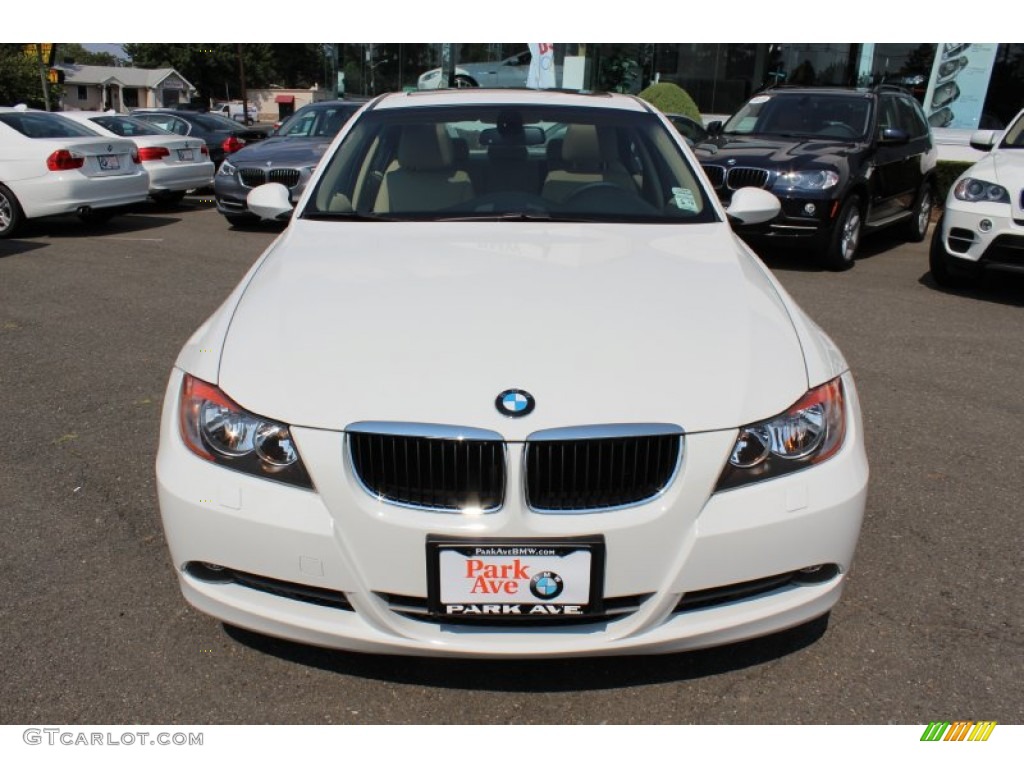 2008 3 Series 328xi Sedan - Alpine White / Beige photo #2