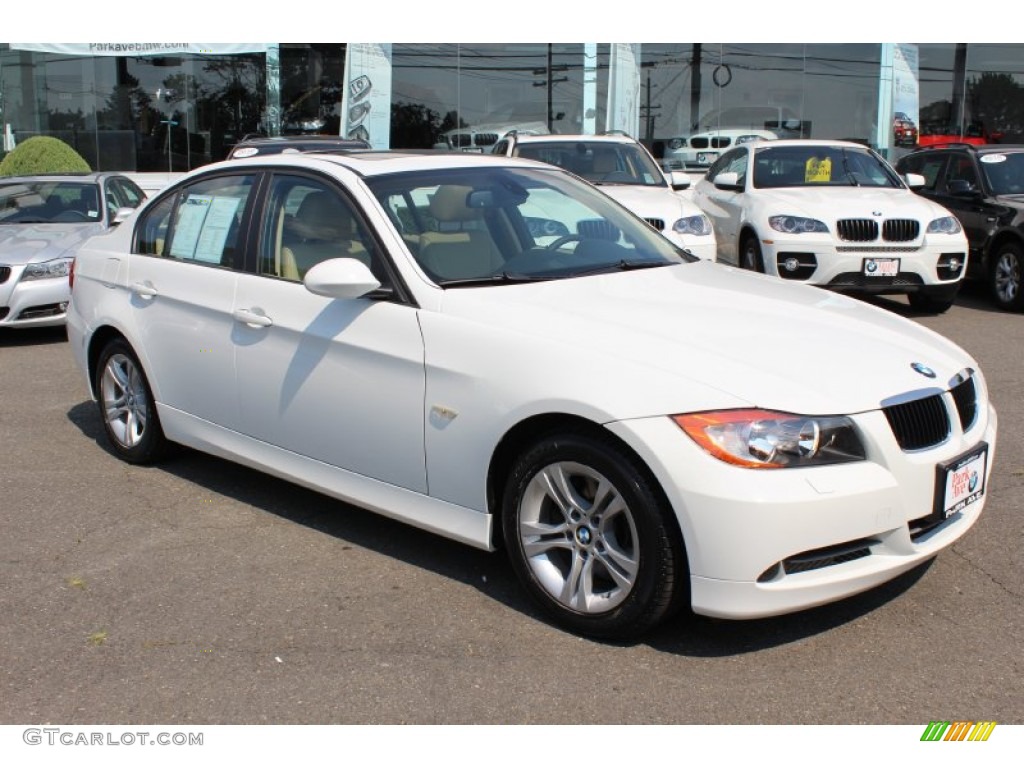 2008 3 Series 328xi Sedan - Alpine White / Beige photo #3
