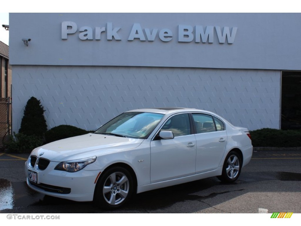 2008 5 Series 535xi Sedan - Alpine White / Natural Brown photo #1