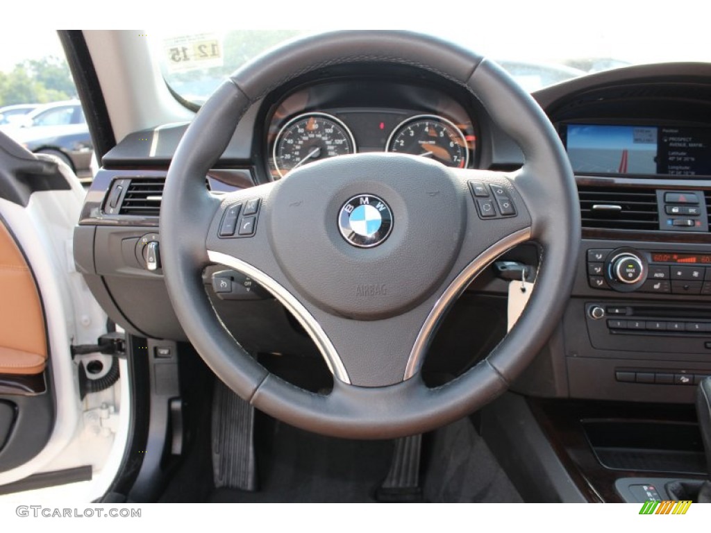 2011 BMW 3 Series 328i xDrive Coupe Saddle Brown Dakota Leather Steering Wheel Photo #53955602
