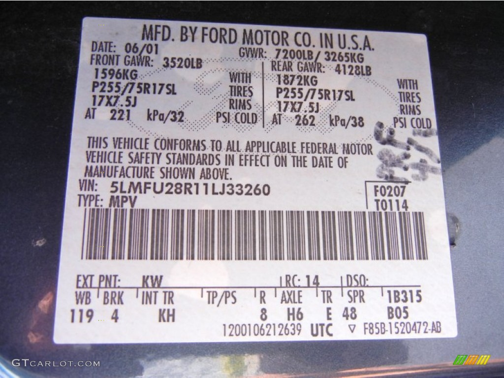 2001 Lincoln Navigator 4x4 Color Code Photos
