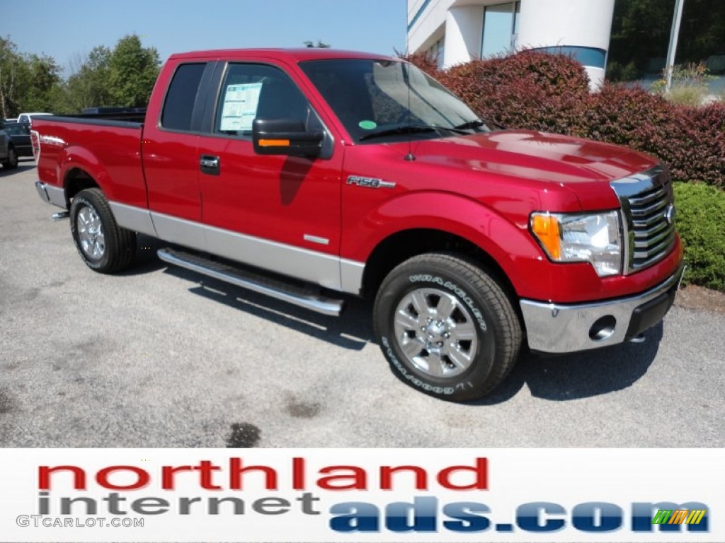 2011 F150 XLT SuperCab 4x4 - Red Candy Metallic / Steel Gray photo #2