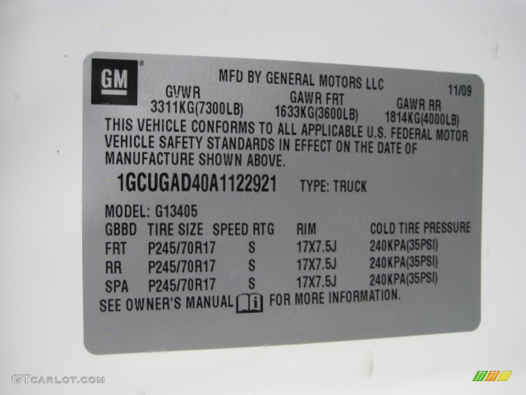 2010 Chevrolet Express 1500 Work Van Info Tag Photos