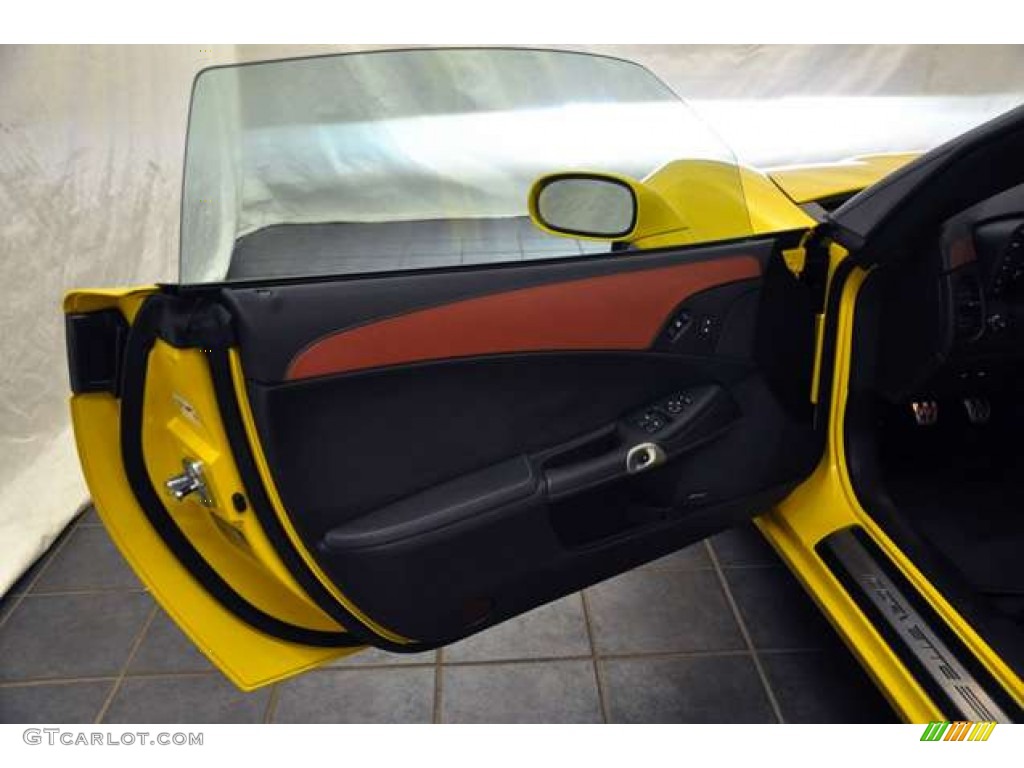 2008 Chevrolet Corvette Z06 Ebony/Red Door Panel Photo #53963133