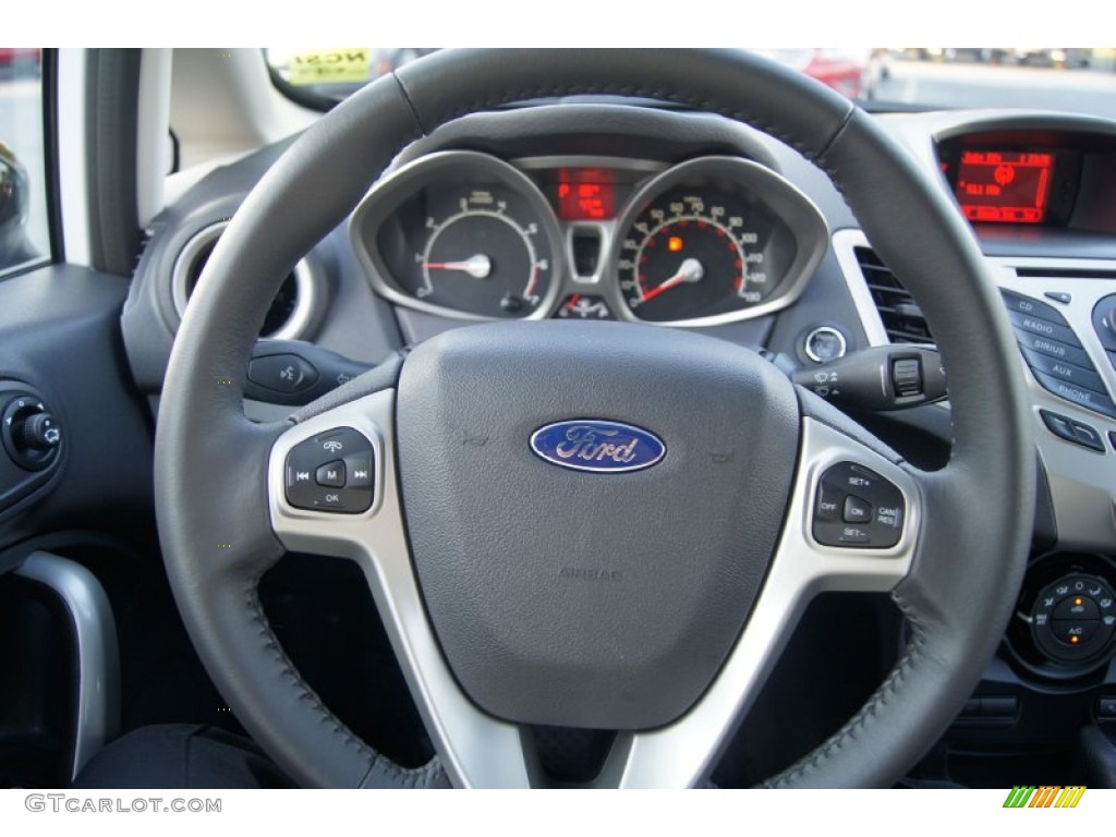 2012 Ford Fiesta SES Hatchback Charcoal Black Steering Wheel Photo #53966639