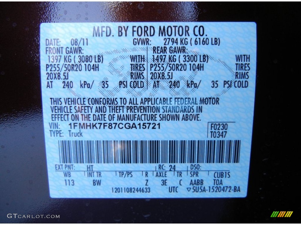 2012 Explorer Color Code HT for Cinnamon Metallic Photo #53967413
