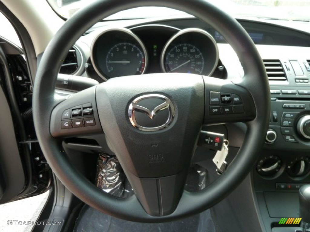 2012 Mazda MAZDA3 i Sport 4 Door Black Steering Wheel Photo #53970510