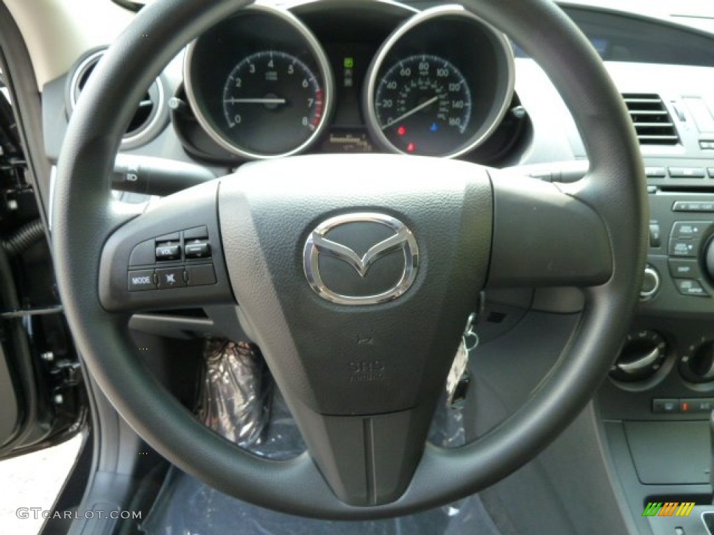 2012 Mazda MAZDA3 i Sport 4 Door Black Steering Wheel Photo #53971050