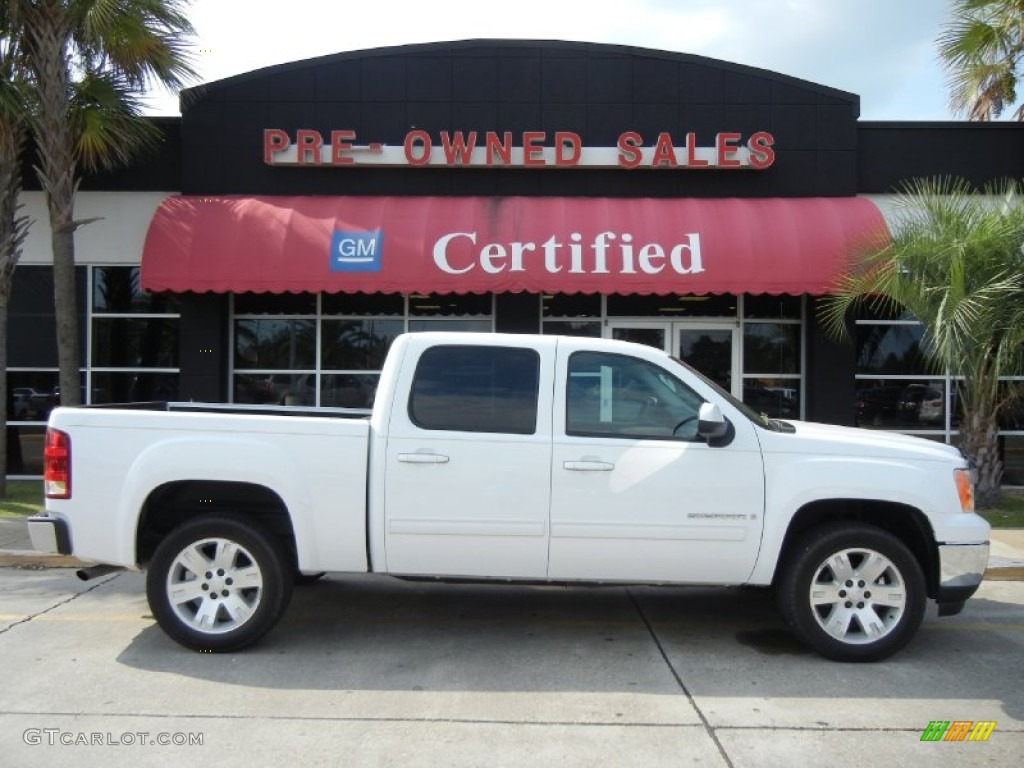 2008 Sierra 1500 SLT Crew Cab - Summit White / Cocoa/Light Cashmere photo #1