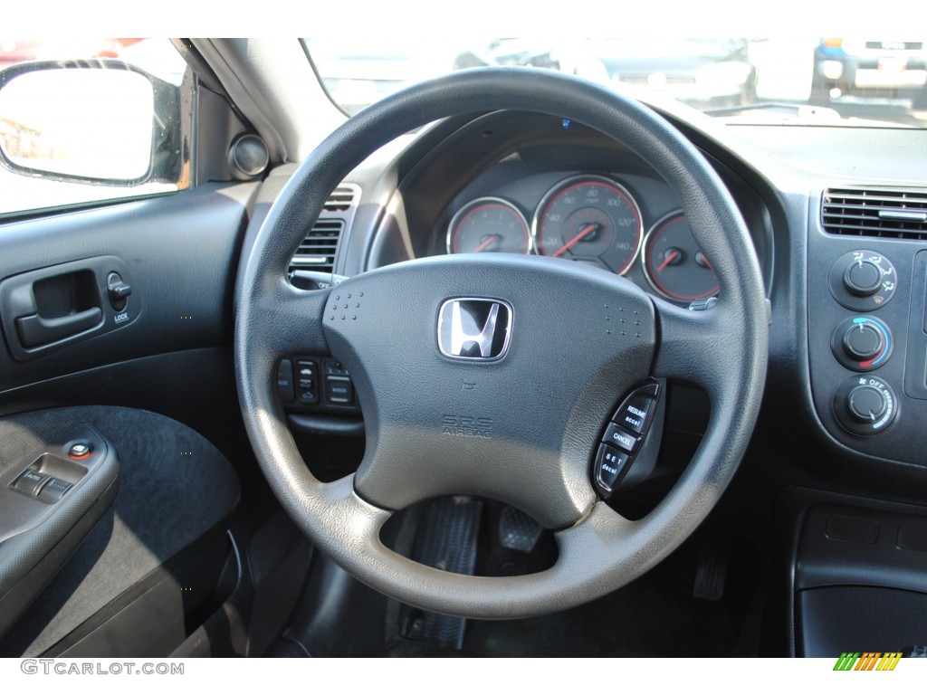 2005 Honda Civic EX Coupe Black Steering Wheel Photo #53974899
