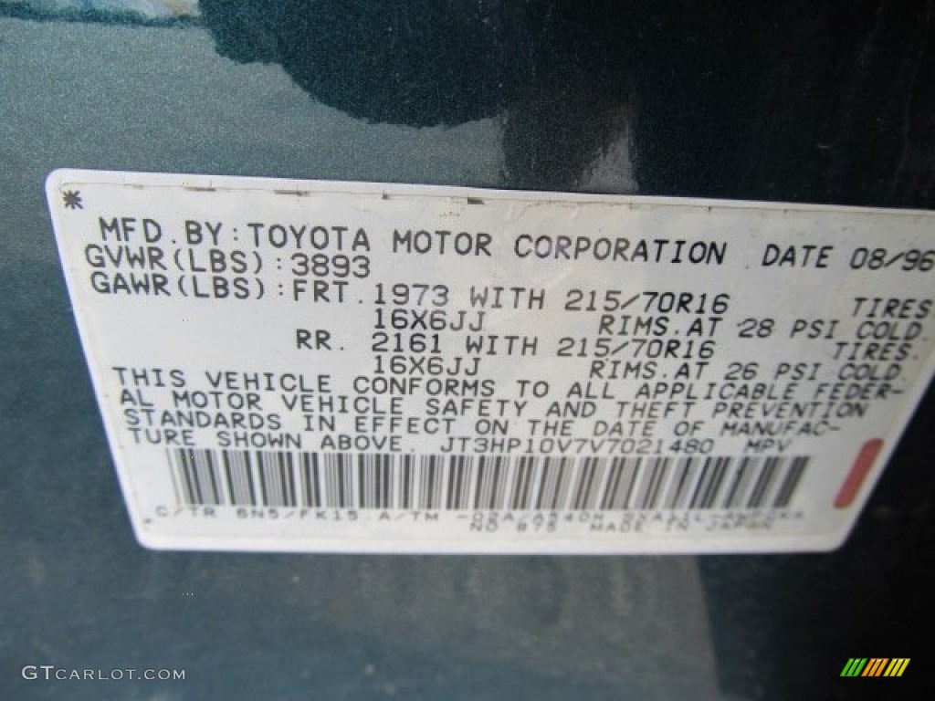 1997 RAV4 Color Code 6N5 for Dark Green Metallic Photo #53975142