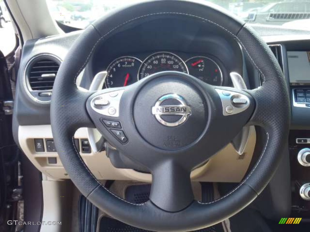 2012 Nissan Maxima 3.5 SV Cafe Latte Steering Wheel Photo #53978992